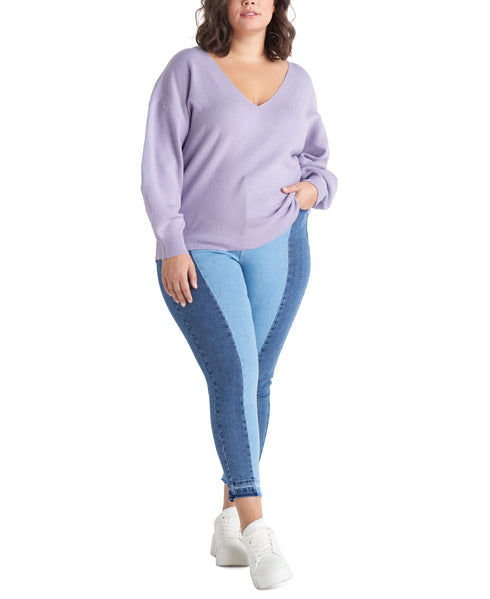 Black Tape Trendy Plus Size Two Tone Skinny Jeans